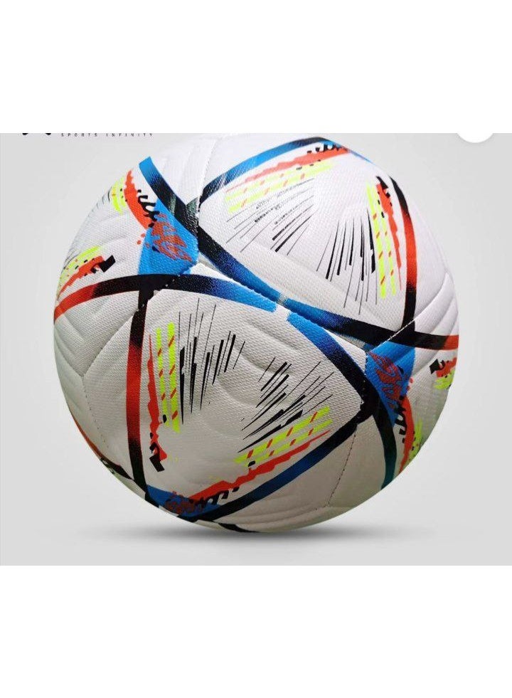 كرة قدم احترافية بتصميم ضربات فرشاة ملونة وسطح محكم الملمس - مثالية للتدريب والمباريات واللعب الترفيهي - متانة ومرونة عاليتان - مناسبة للاعبين الشباب والكبار - Image 1